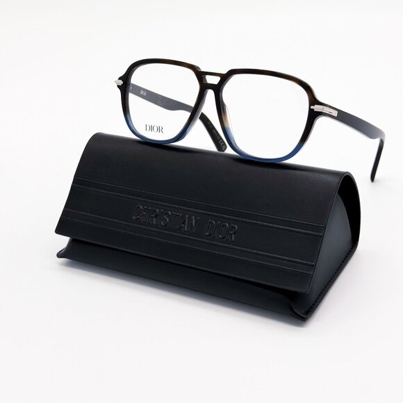NEW DIOR EYEGLASSES DIORBLACKSUITO AI 2800 AVIATOR HAVANA BLUE MEN EYEWEAR